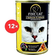 Fine Cat DUO Kuracie s teľacím 12 x 415 g