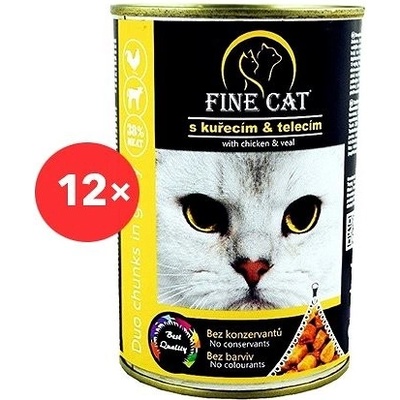 Fine Cat Duo Kuracie s teľacím 12 x 415 g