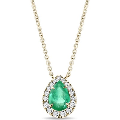 Klenota Elegantný diamantový náhrdelník zo žltého zlata so smaragdom k0814063