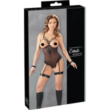 Průhledné body s krajkou a otevřenou podprsenkou S Cottelli Collection Bondage