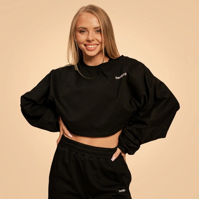 GymBeam BeastPink Дамски суичър Bliss Cropped Black M