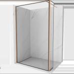 Mexen Kioto душ кабина Walk-in 90 x 30 см, черна рамка, четкана мед - 800-090-212-65-70-030 (800-090-212-65-70-030)