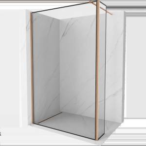 Mexen Kioto душ кабина Walk-in 90 x 30 см, черна рамка, четкана мед - 800-090-212-65-70-030 (800-090-212-65-70-030)