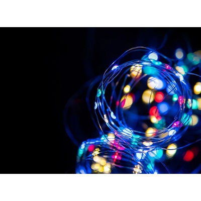 TESLA lighting s.r.o. Tesla nano řetěz 50LED RGB 5m + 30cm kabel 3x AA baterie časovač IP44