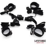 LateToBed BDSM Line Nylon Bed Bondage Restraints System without Hook Black