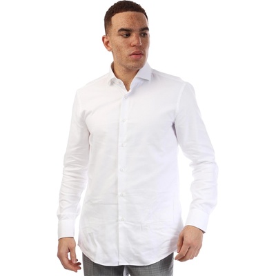 HUGO BOSS Риза с дълъг ръкав Boss Men's H Hank Spread Long Sleeve Oxford Shirt - White