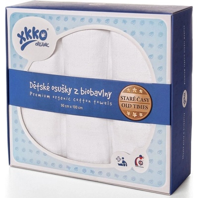 KIKKO Detské osušky z biobavlny Staré časy 90x100 3ks biele