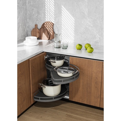 Cemux Corner Style rohové police s tlumením 900 mm antracit dno levá – Zboží Mobilmania