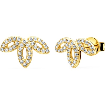 SAVICKI обеци с листо: злато. диаманти