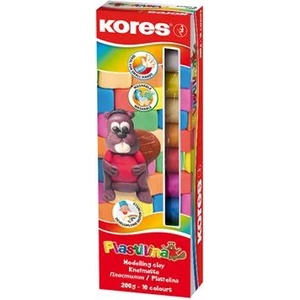 Kores Пластелин, 200 г, 10 пастелни цвята, kores "plastilina" 34016 (34016)