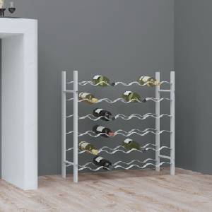 vidaXL Стойка за вино за 36 бутилки, бяла, метална (340910)