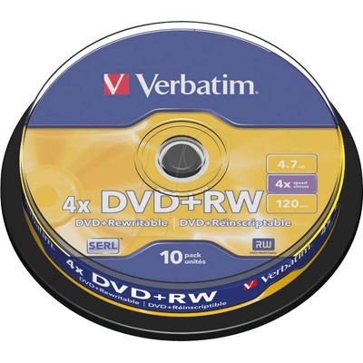 Verbatim DVD+RW 4,7GB 4x, SERL, spindle, 10ks (43488) – Zboží Živě