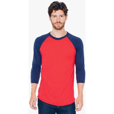 Baseball tričko s 3/4 rukávy American Apparel námořnická modrá červená