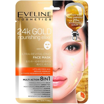 Eveline Cosmetics 24k Gold Ultra textilní maska s 24k zlatem 20 ml