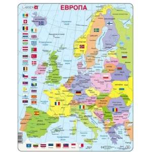 Larsen - Образователен пъзел - Физическа карта на Европа - 48 части (K2)