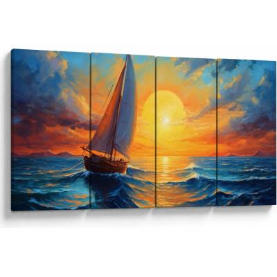 Obraz - Plachetnica, štvordielne 160x80 cm