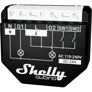 Shelly Микромодул Smart реле 2х On/Off 10A с мерител изисква неутрала Shelly Qubino Wave 2PM - 269015S (SHELLY QUBINO WAVE 2PM)