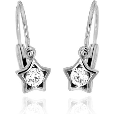 Zlatnictví U Kostela zlaté dětské náušnice hvězdičky s bílým kamínkem 5240