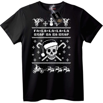 NOONEBRAND Тениска Коледен Череп и Колела - S, Black