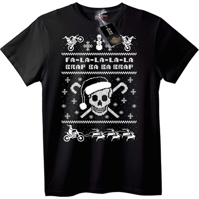NOONEBRAND Тениска Коледен Череп и Колела - S, Black