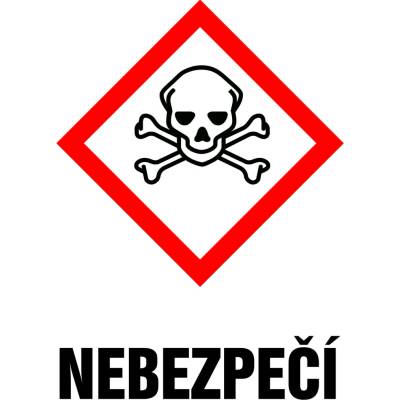 Grafiko | GHS 06 – toxické látky - symbol se signálním slovem Nebezpečí - Materiál Samolepící PVC folie, Rozměr 74x52mm – Hledejceny.cz