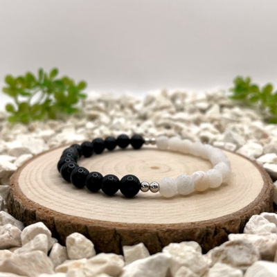Certom Minerální náramek bílý a černý achát | Rovnováha 0147