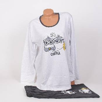 Image 1 of Дамска макси пижама в светлосиво и цвят антрацит