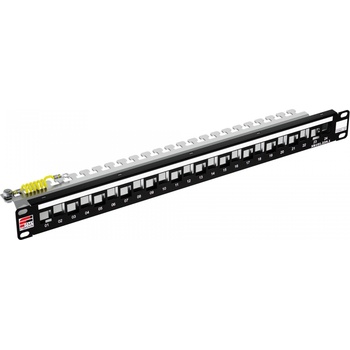 Fibrain Патчпанел Необорудван 19" 1U с 24x Keystone Модула - Черен Версия 2 (XB101.224.1)