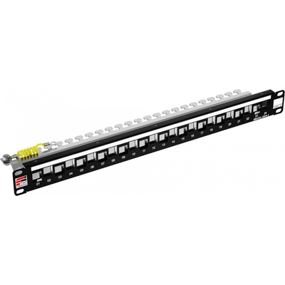 Fibrain Патчпанел Необорудван 19" 1U с 24x Keystone Модула - Черен Версия 2 (XB101.224.1)