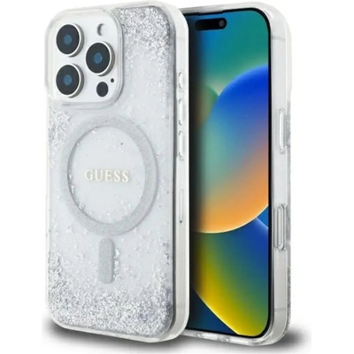 GUESS Калъф Guess Resin Gradient Glitter MagSafe за iPhone 16 Pro - сребрист (3666339353421)