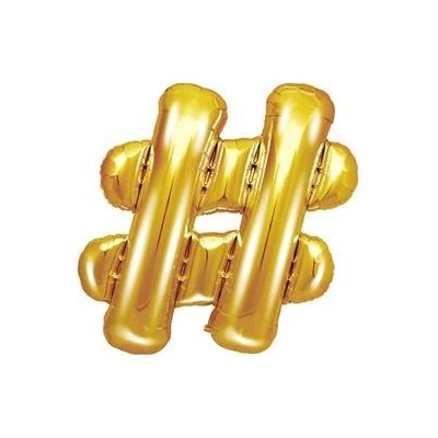 Foliový symbol Hashtag zlatý 35 cm