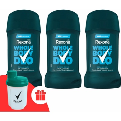 Rexona Men Whole Body Ocean Rush Stick 3 x 50 ml + Rexona šejker