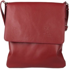 Tmavě středně velká kožená crossbody kabelka no. 47 červená
