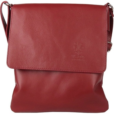 Tmavě středně velká kožená crossbody kabelka no. 47 červená