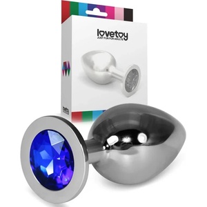  Метален плъг с кристали, размер L, 10, 2см. - Rosebud Classic Dark Blue (LVTOY00624)