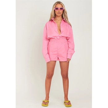 Image 1 of Missy Empire Къси панталони Missy Empire Cotton Oversized High Waisted Runner Shorts - Pink