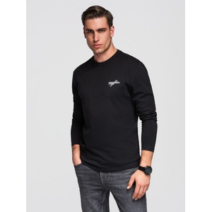 Ombre Clothing Мъжка памучна тениска с дълъг ръкав и кръгло деколте - черна V2 OM-LSPT-0136 Ombre Clothing Ombre Clothing | Cheren | МЪЖЕ | S