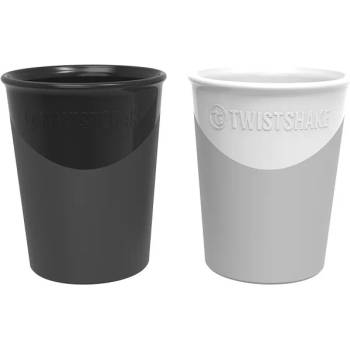 Twistshake Комплект от 2 чаши Twistshake - Бяла и черна, 170 ml (78118)