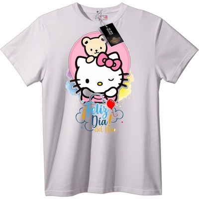 NOONEBRAND Тениска Hello Kitty Детски празник - 2XL, White