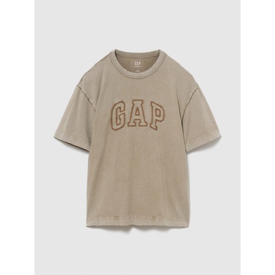 GAP Crop tričko s logem Heavyweight Béžová