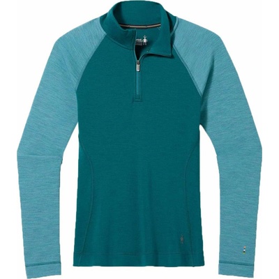 Smartwool Dámske tričko W CLASSIC THERMAL MERINO BL 1/4 ZB tmavo zelená tyrkysová