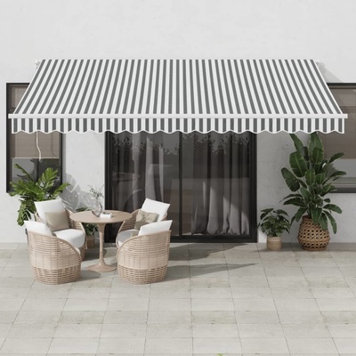 vidaXL Ručně zatahovací markýza s LED antracitová a bílá 450 x 350 cm