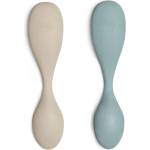 Citron Силиконови лъжици Citron - 2 броя, бежова и синя (Silicone_Feeding_Spoon_Short_Set2) - baby