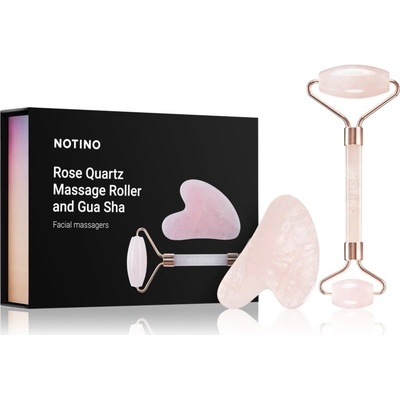 Notino Skincare Tools Rose Quartz Massage Roller and Gua Sha masážny valček na tvár a masážna pomôcka Rose Quartz