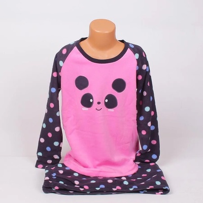 Детско-юношеска поларена пижама в розово и графитено