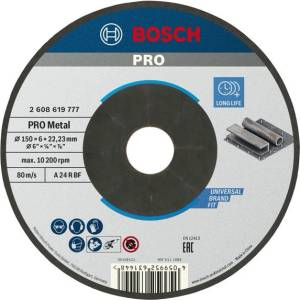 Bosch Диск за груба шлифоване pro Метал, 150 × 6 × 22, 23 мм 2608619777 (2608619777)