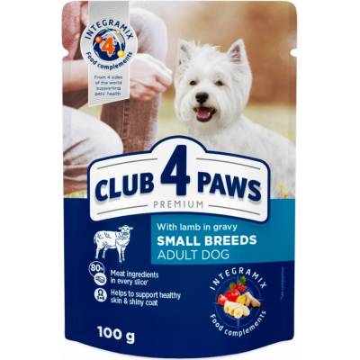 Club4Paws Premium pre dospelych psov malych plemien s jahňacím mäsom v omáčke 100 g