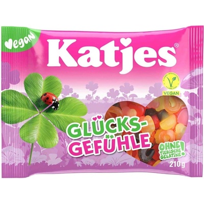 Katjes Glücksgefühle Vegan želé ve tvaru čtyřlístků 210 g