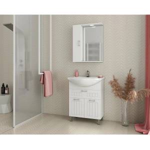 Drop Комплект от бели стенен шкафове и мивка Drop Ritmo 65 см (5PRT065WH+6BSA065PC)