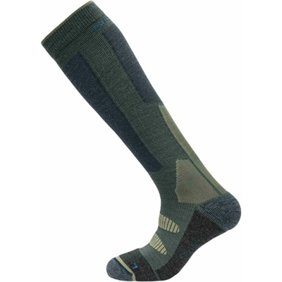 Devold KI TOURING SOCK tmavo zelená žltá tmavo sivá